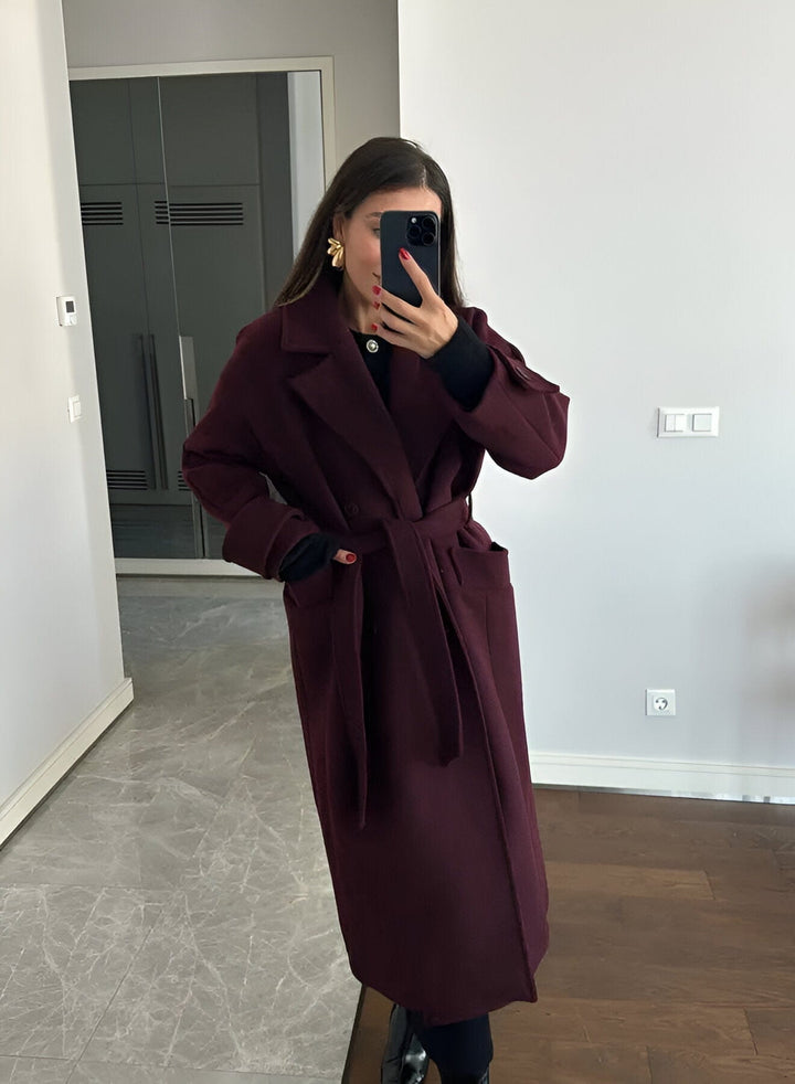 Drune | Elegante & warme lang geschnittene Jacke mit Gürtel Herbst-Winter