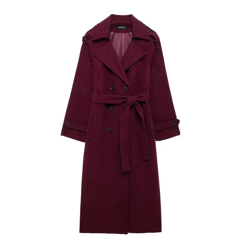 Drune | Elegante & warme lang geschnittene Jacke mit Gürtel Herbst-Winter