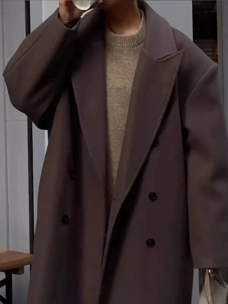 Drune | Eleganter & Minimalistischer Lange Mantel Trend Herbst-Winter