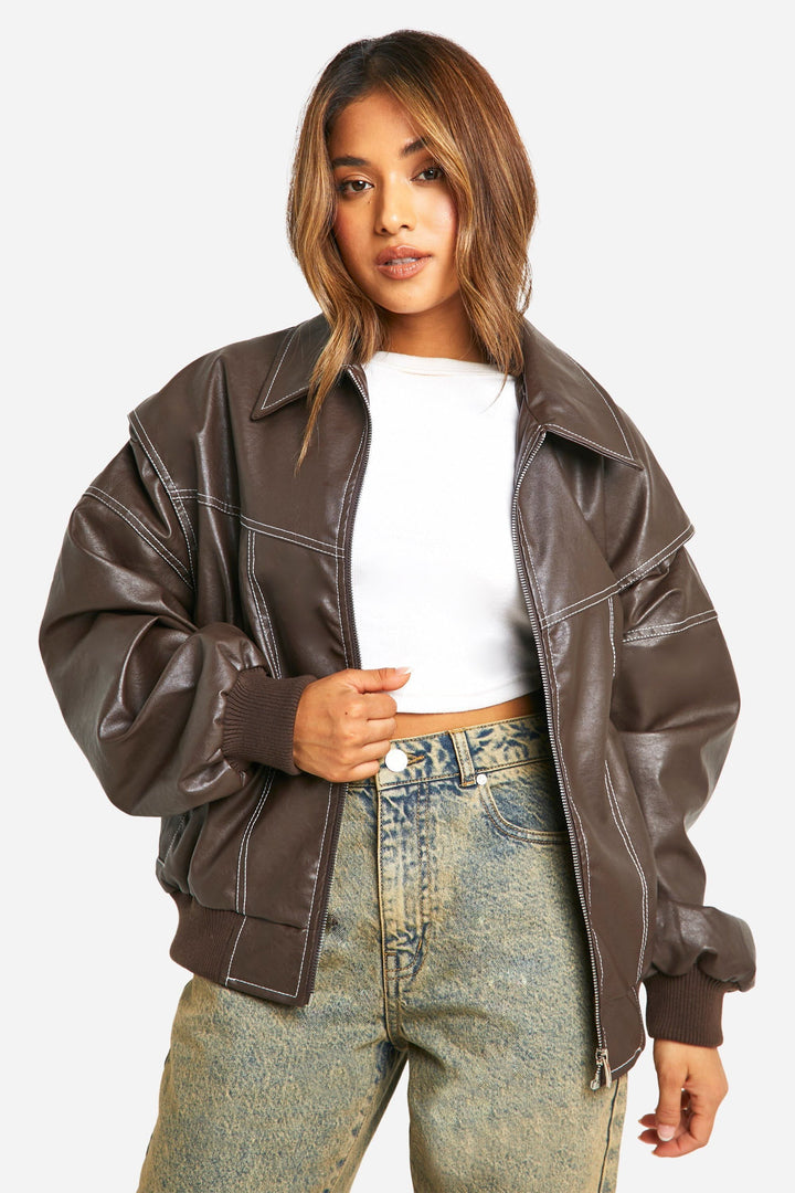 Drune | Oversized Blouson aus Kunstleder im Streetwear-Stil und Mut