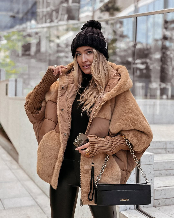 Drune | Oversized Daunenjacke Schafsleder-Effekt & Stepp Warmth und Winterstyle