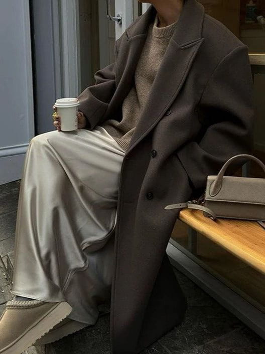 Drune | Eleganter & Minimalistischer Lange Mantel Trend Herbst-Winter