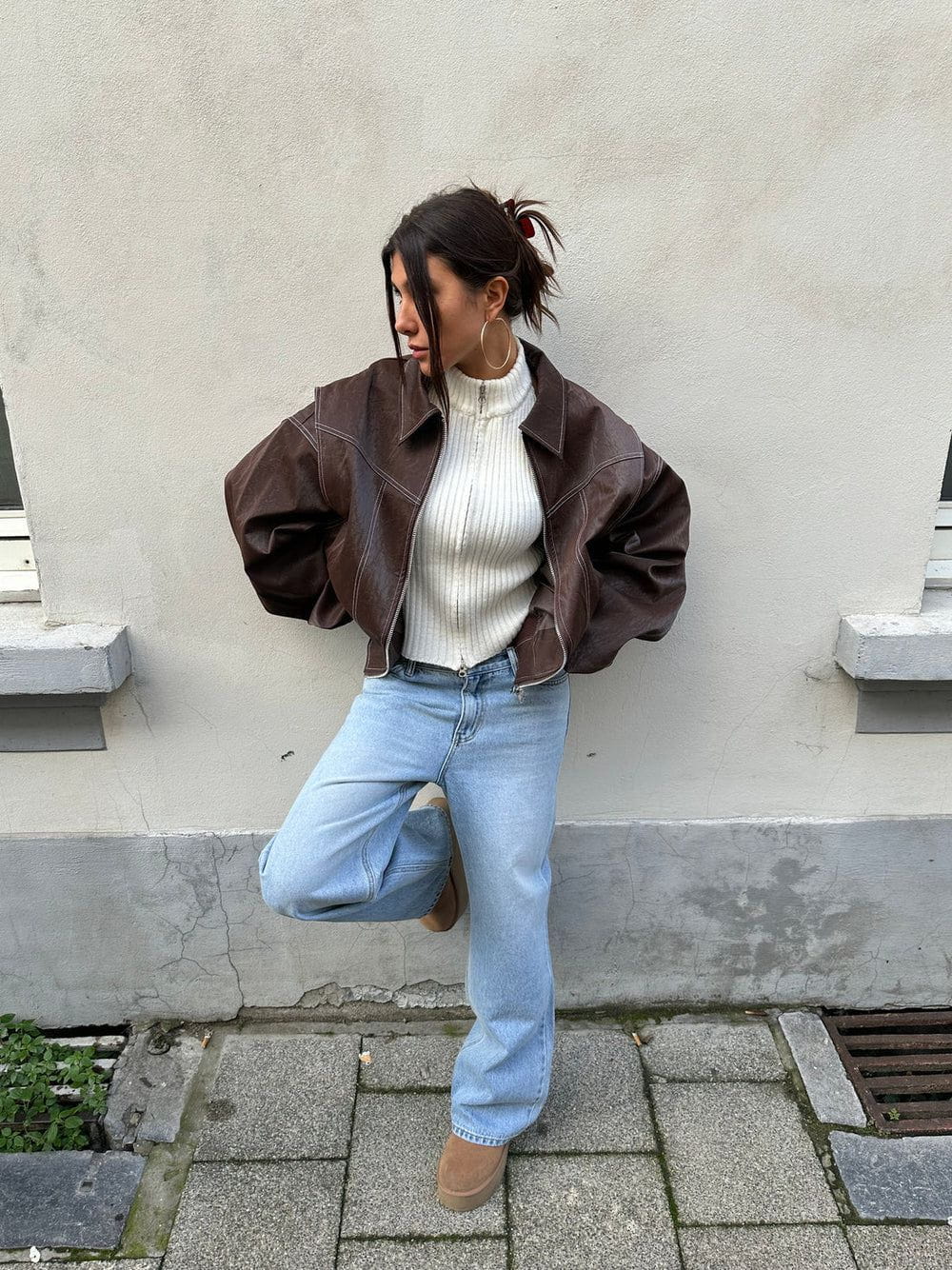 Drune | Oversize Jacke Damen Lederlook & Urban Style Trend-Look