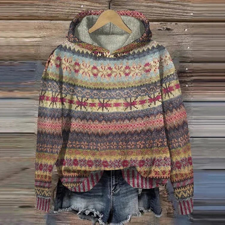 Drune | Hoodie Boheme Ethnische Muster Wärme und Komfort