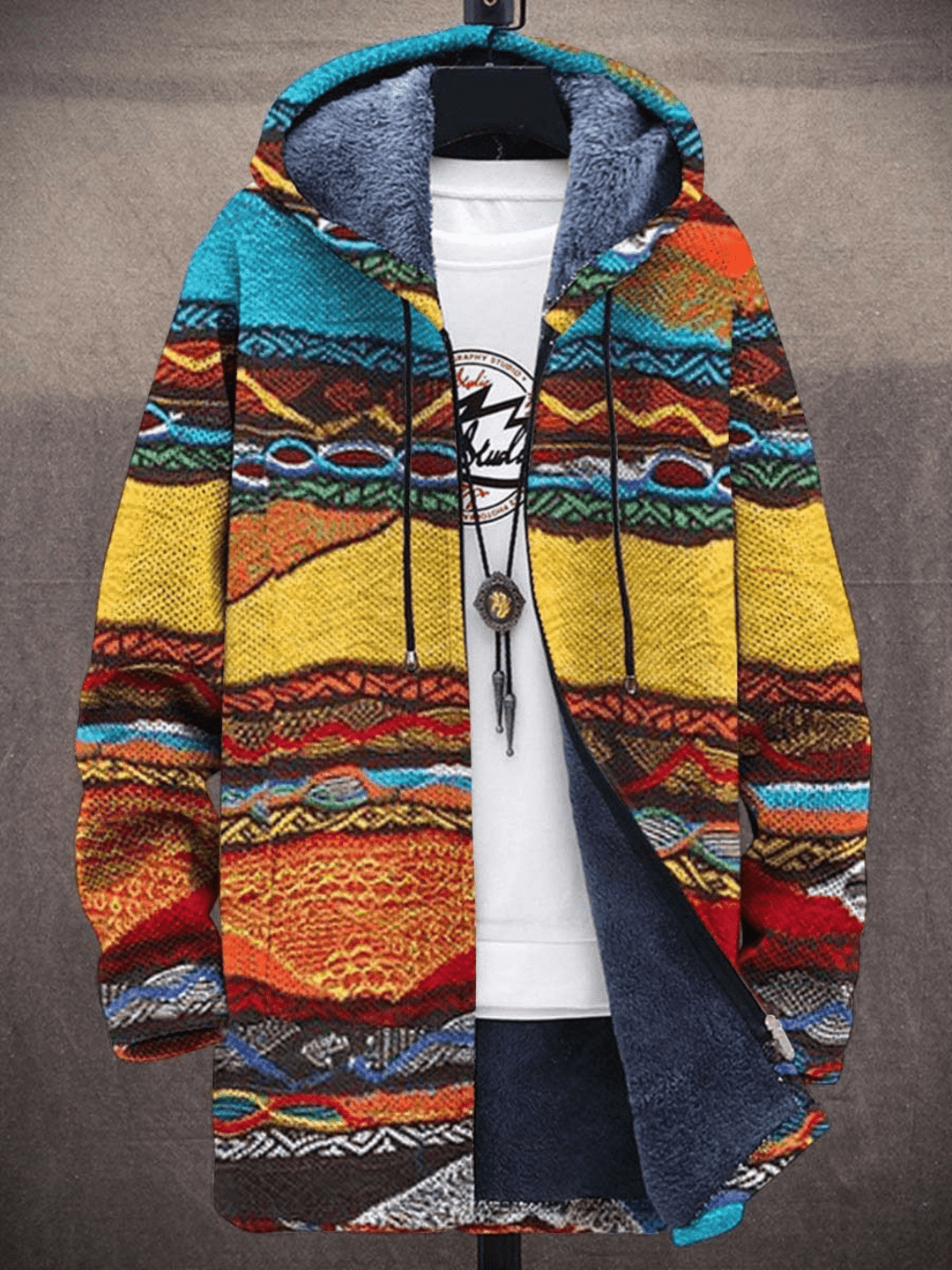 Drune | Kapuzenmantel aus Fleece Künstlerdesign Katze Wärme & einzigartiger Stil
