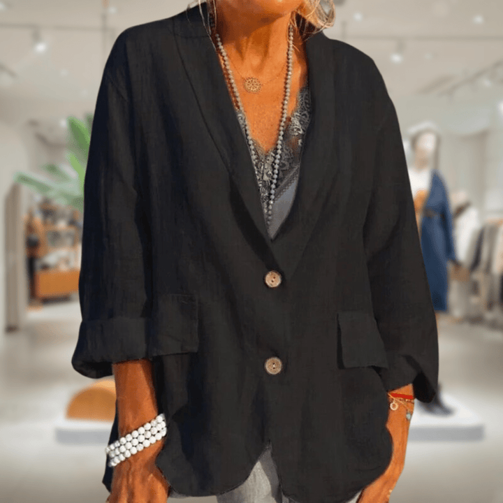 Drune | Blazer Leinen Lässig Beige Natürliche Eleganz und Komfort