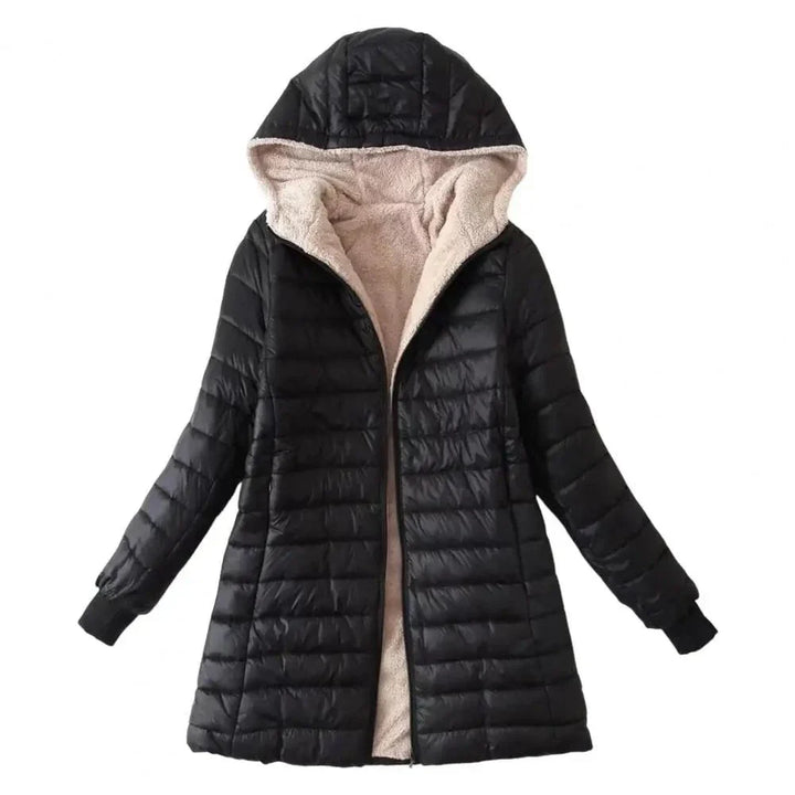 Drune | Lange Steppjacke mit Kapuze, gefüttert, Winterwärme und Komfort