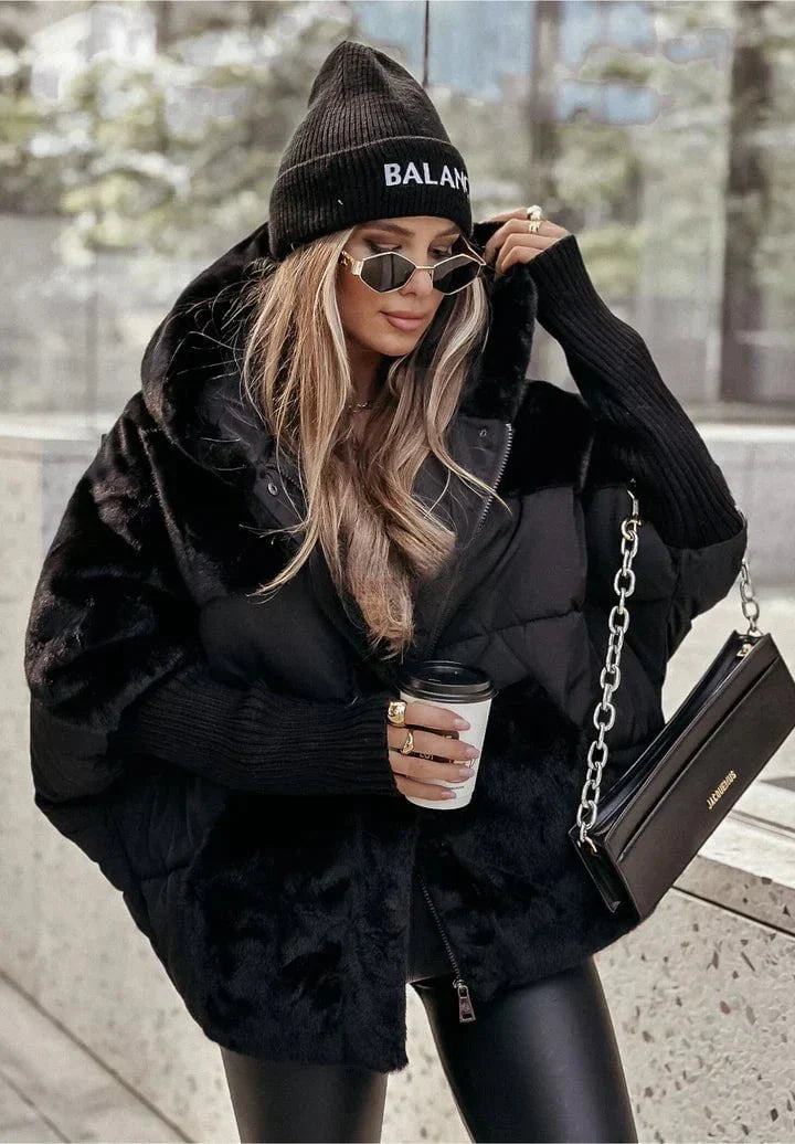 Drune | Oversized Daunenjacke Schafsleder-Effekt & Stepp Warmth und Winterstyle