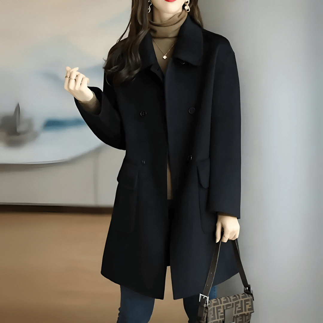 Drune | Klassischer langer Mantel aus Wolle & Polyester Chic und zeitlos