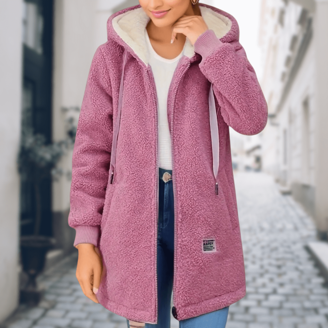 Drune | Weicher & warmer Kapuzenfleece-Mantel Lässiger Stil