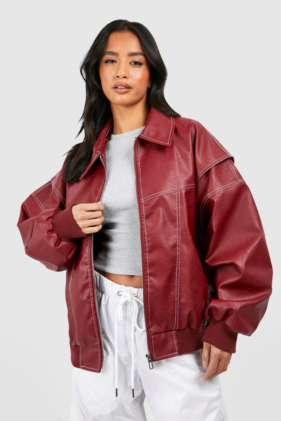 Drune | Oversized Blouson aus Kunstleder im Streetwear-Stil und Mut