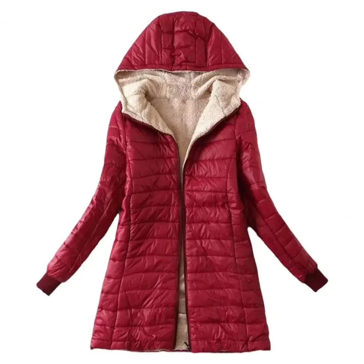 Drune | Lange Steppjacke mit Kapuze, gefüttert, Winterwärme und Komfort