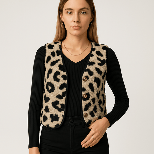Drune | Weste ohne Ärmel Leopard Sanft & Stilvoll Wild Touch