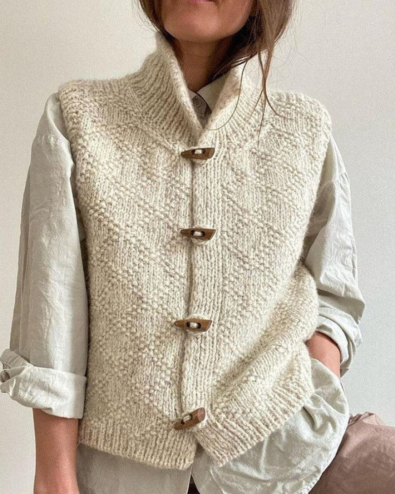 Drune | Gestrickte Weste Holzknöpfe Authentischer und Wärmender Stil