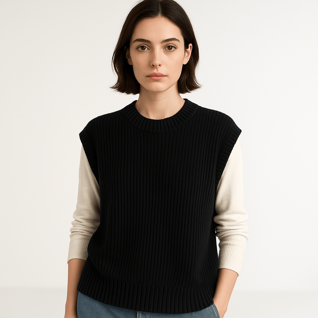 Drune | Pullover ohne Ärmel gedrehte Maschen Acryl Eleganz Lässig