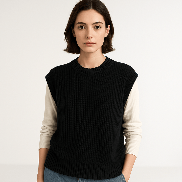 Drune | Pullover ohne Ärmel gedrehte Maschen Acryl Eleganz Lässig