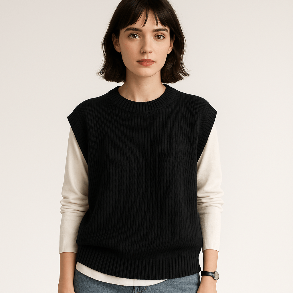 Drune | Pullover ohne Ärmel gedrehte Maschen Acryl Eleganz Lässig