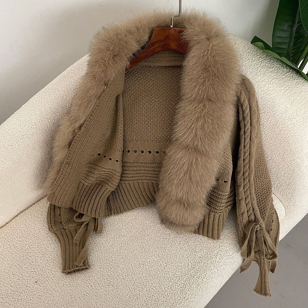 Drune | Strickweste mit Kunstpelzkragen Eleganz & Wärme Feminine und Raffinierte