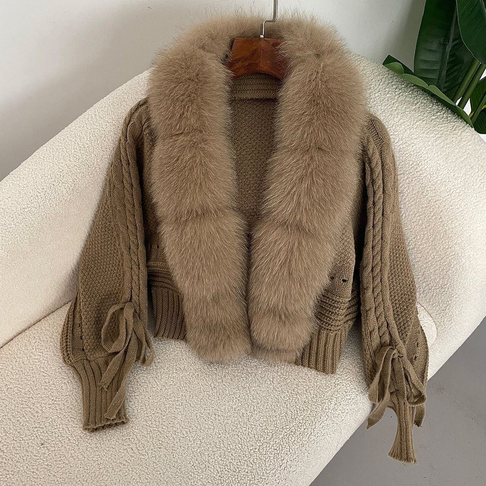 Drune | Strickweste mit Kunstpelzkragen Eleganz & Wärme Feminine und Raffinierte
