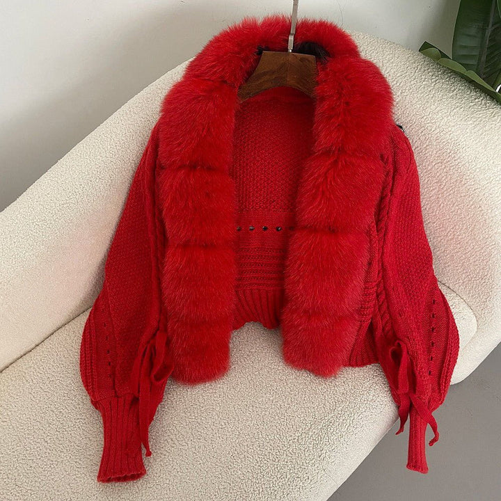 Drune | Strickweste mit Kunstpelzkragen Eleganz & Wärme Feminine und Raffinierte