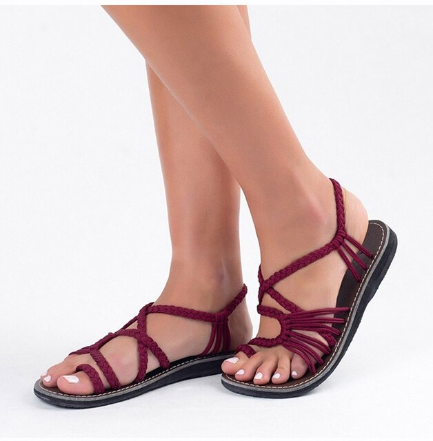 Drune | Stylische flache Sandalen aus Palmenblättern - Bequeme und schicke Sommerschuhe
