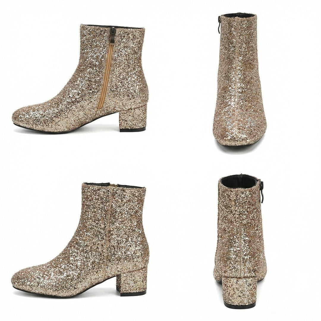 Drune | Glitzernde Ankle Boots mit Blockabsatz