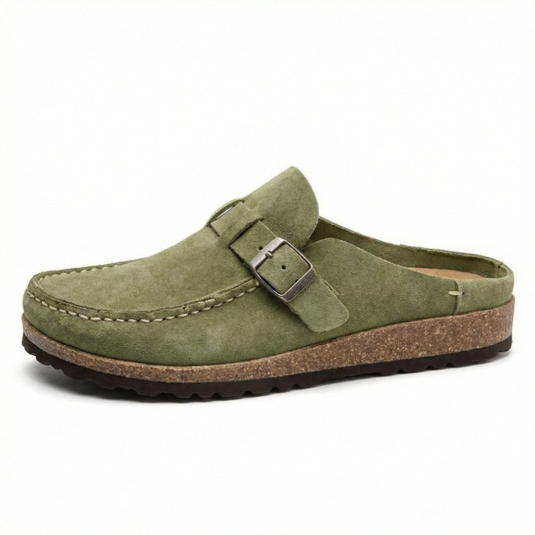 Clogs - Damen Retro Wildleder Slip-On Mule Drune