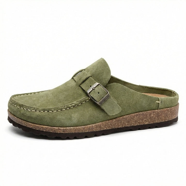 Clogs - Damen Retro Wildleder Slip-On Mule Drune