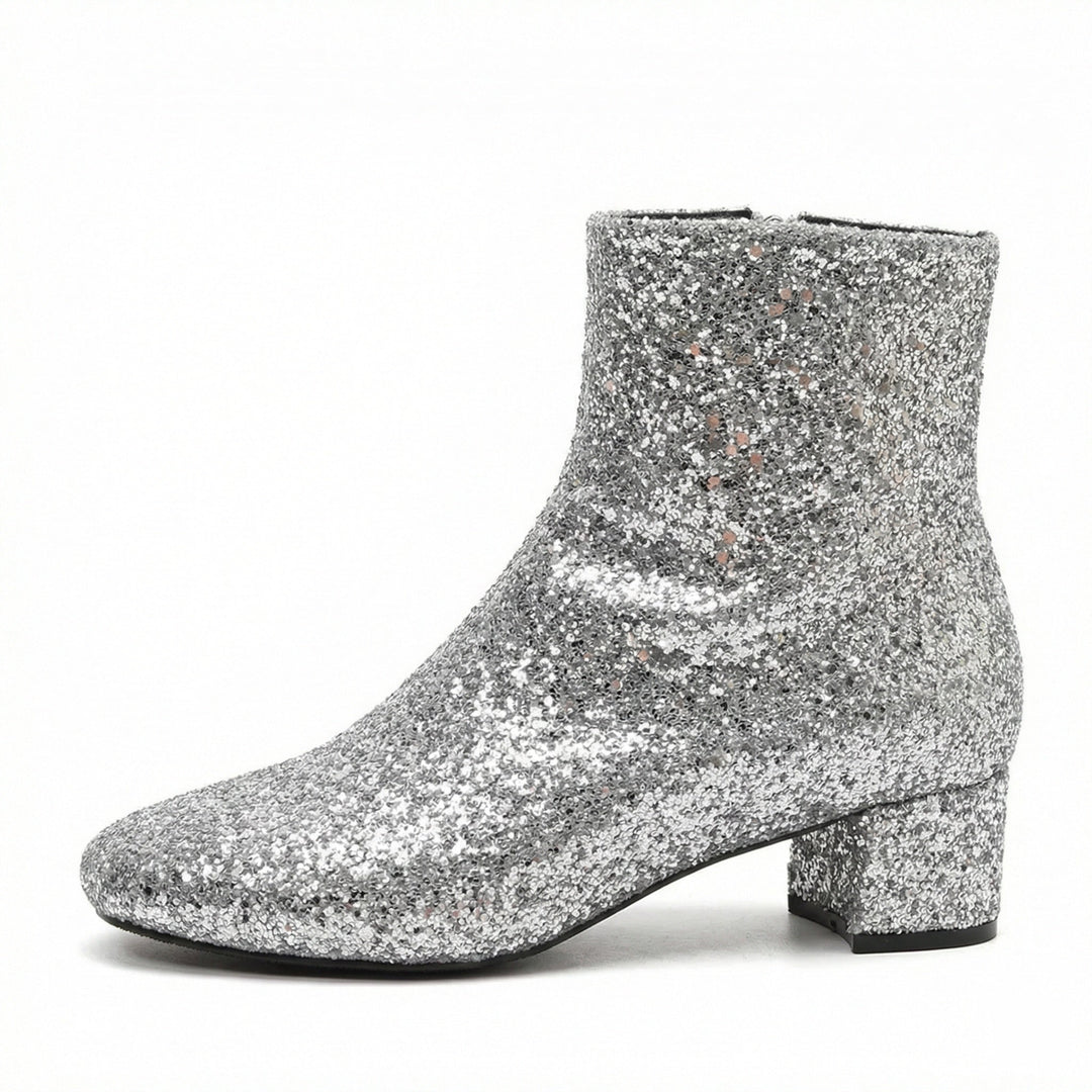 Drune | Glitzernde Ankle Boots mit Blockabsatz