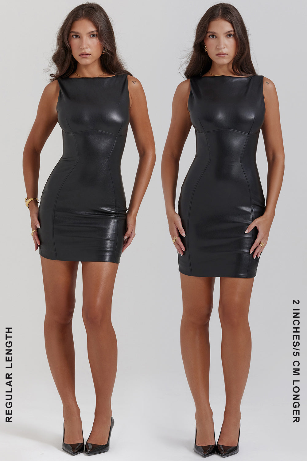 Drune Mini-Lederkleid ohne Ärmel