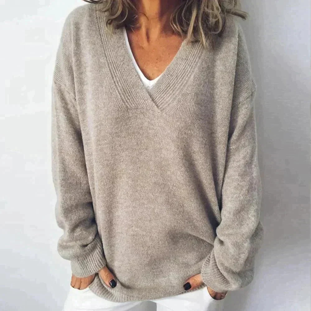 Drune | Strickpullover - Übergrößenpassform - V-Ausschnitt - Weiche Wollmischung - Lange Ärmel
