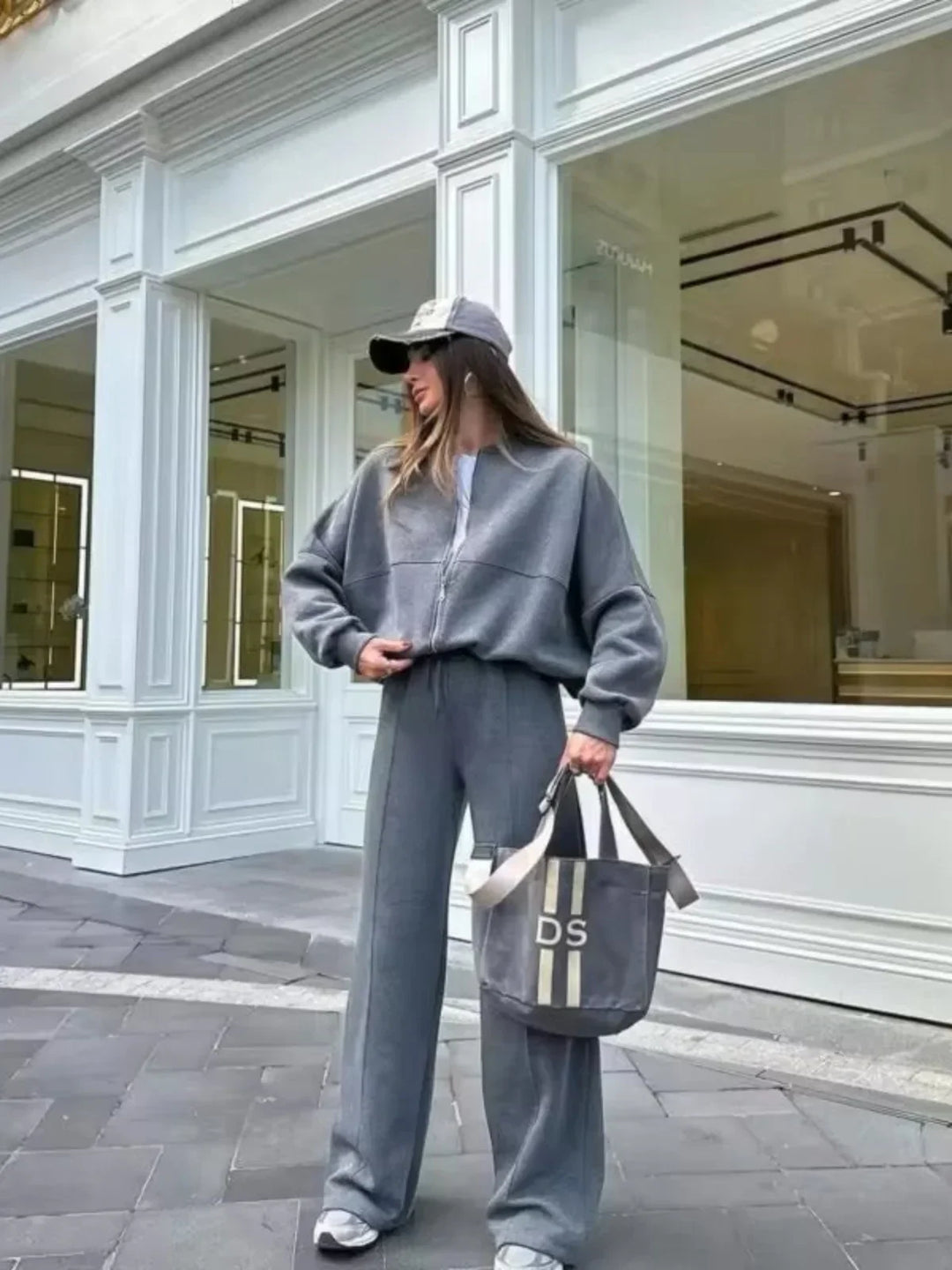Drune | Weites Lounge-Set mit Reißverschlussjacke