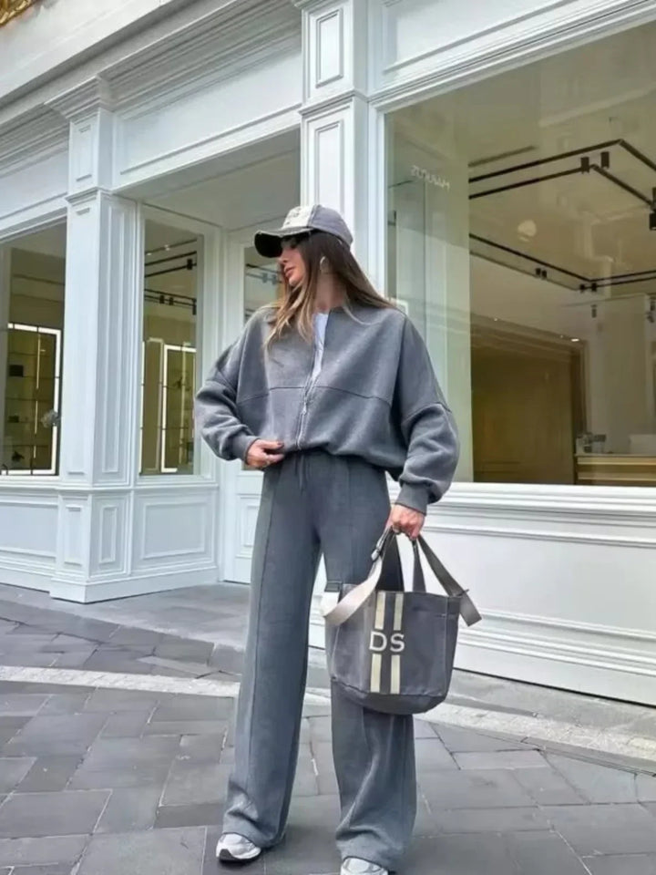 Drune | Weites Lounge-Set mit Reißverschlussjacke