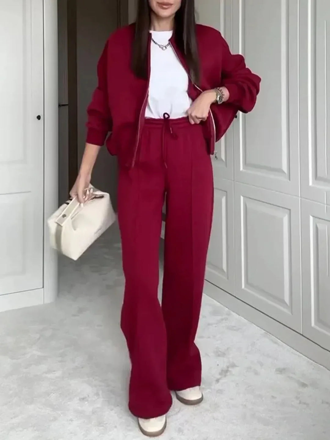 Drune | Weites Lounge-Set mit Reißverschlussjacke