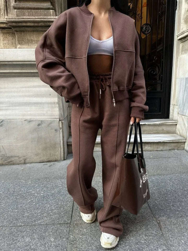 Drune | Weites Lounge-Set mit Reißverschlussjacke