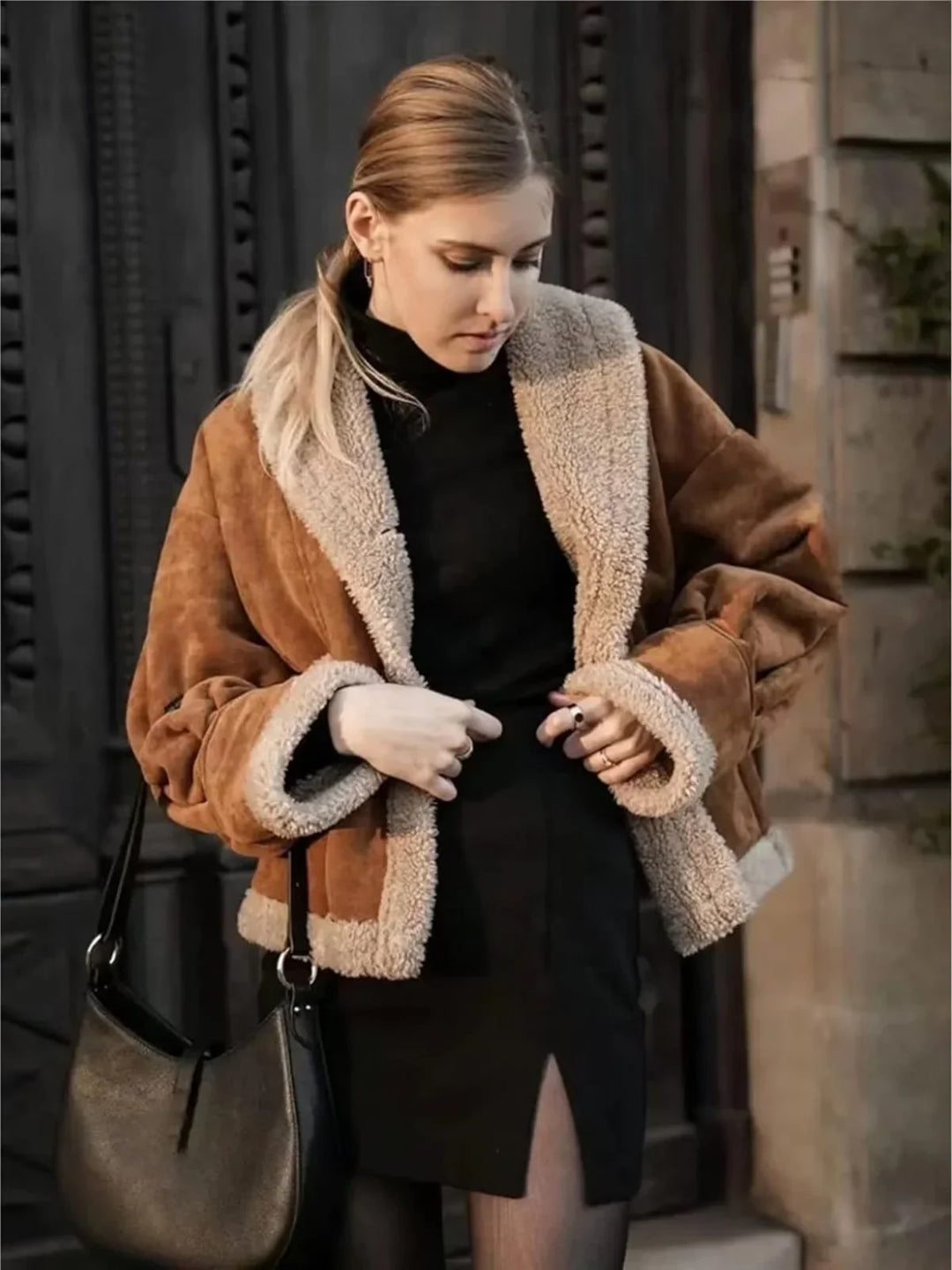 Drune | Sherpa-gefütterte Kunstlederjacke