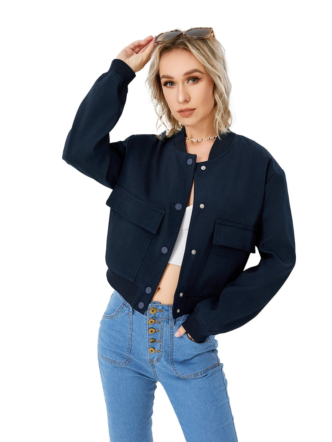 Drune | Leichte Damen-Bomberjacke mit Knopfverschluss