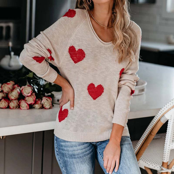 Drune | Strickbluse mit Herzmuster Acryl Romantisch und Lässig