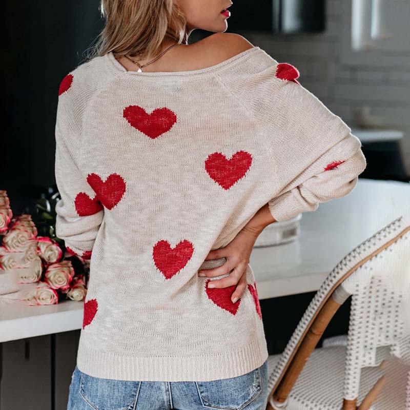 Drune | Strickbluse mit Herzmuster Acryl Romantisch und Lässig