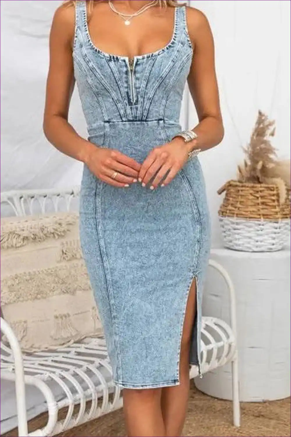 Drune | Lässiges Denim-Kleid mit Spaghettiträgern – Sommerchic