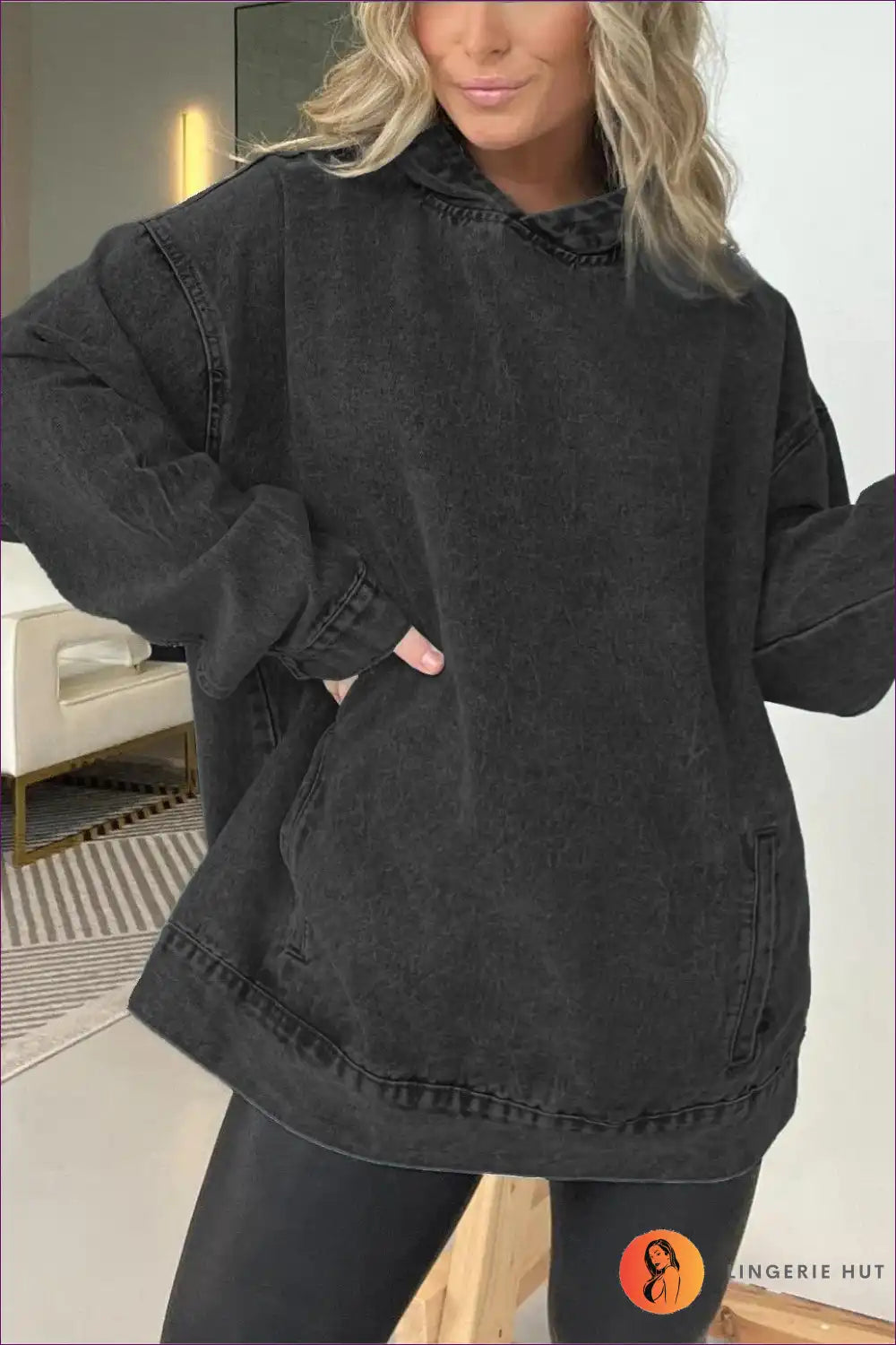 Drune | Schickes Casual Denim Hoodie – Mühelos Cool