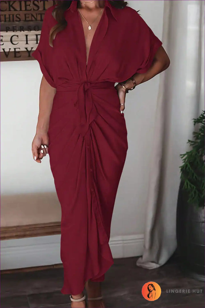 Drune | Elegantes weißes drapiertes Midikleid - Zeitlos schick