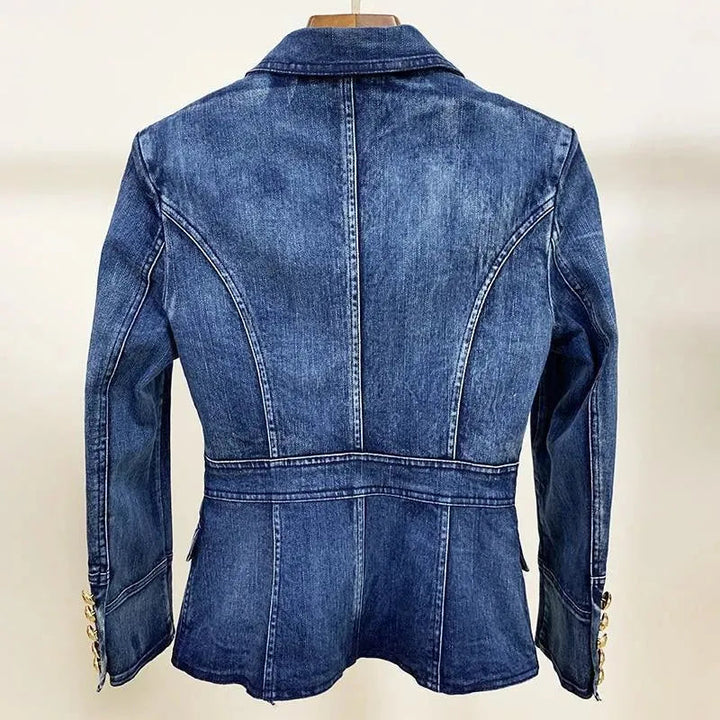 Drune | Löwenknöpfe Denim Blazer Damen - Lässig - Unifarben