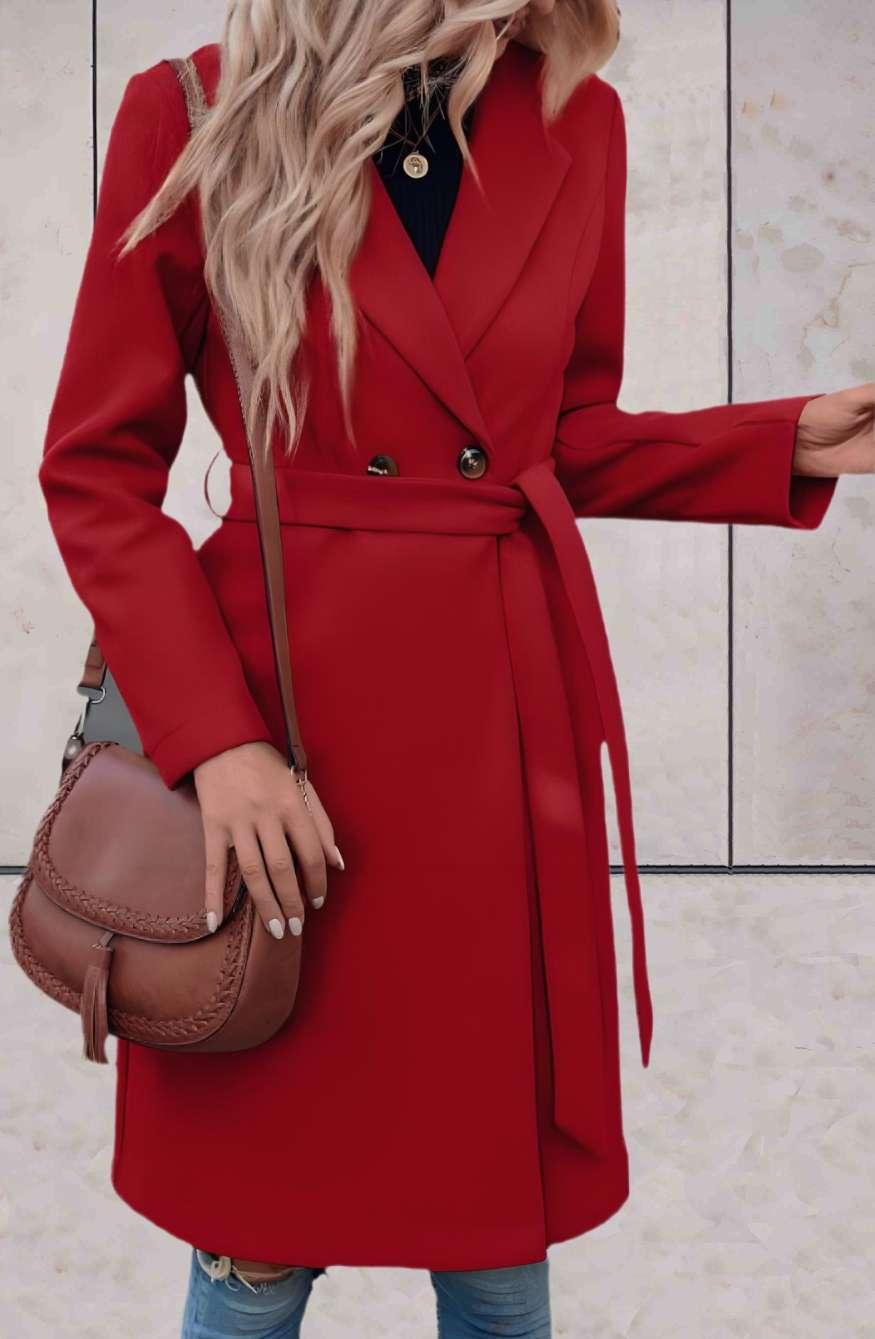 Drune | Langer eleganter Mantel mit Knopf für Damen