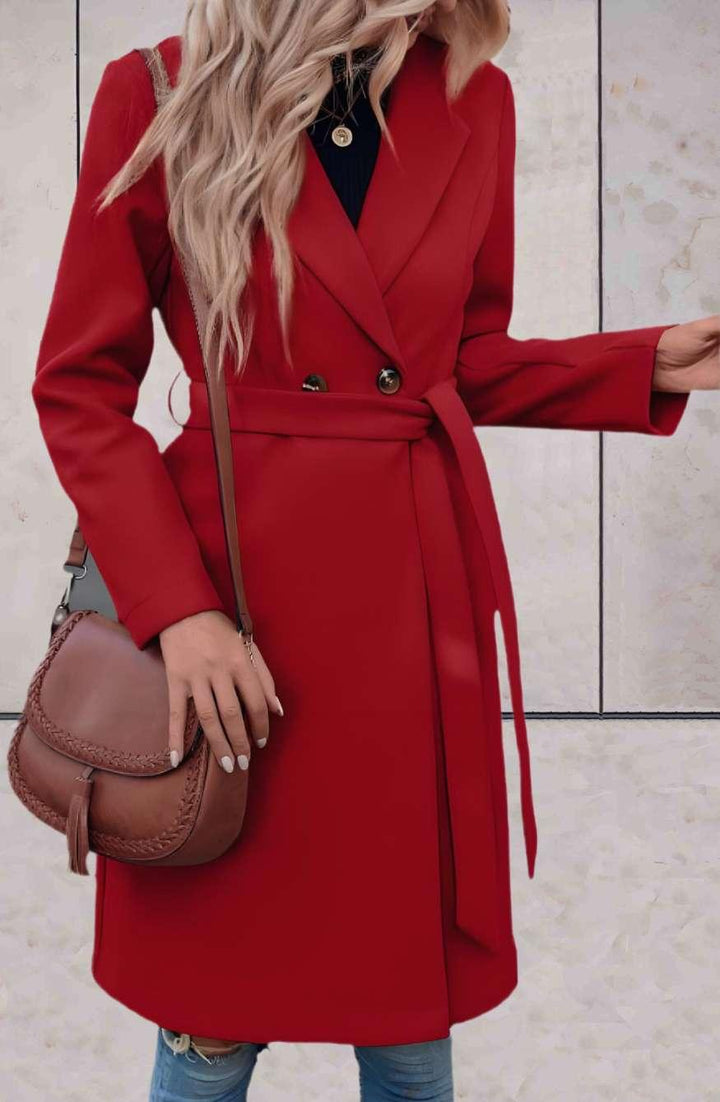 Drune | Langer eleganter Mantel mit Knopf für Damen