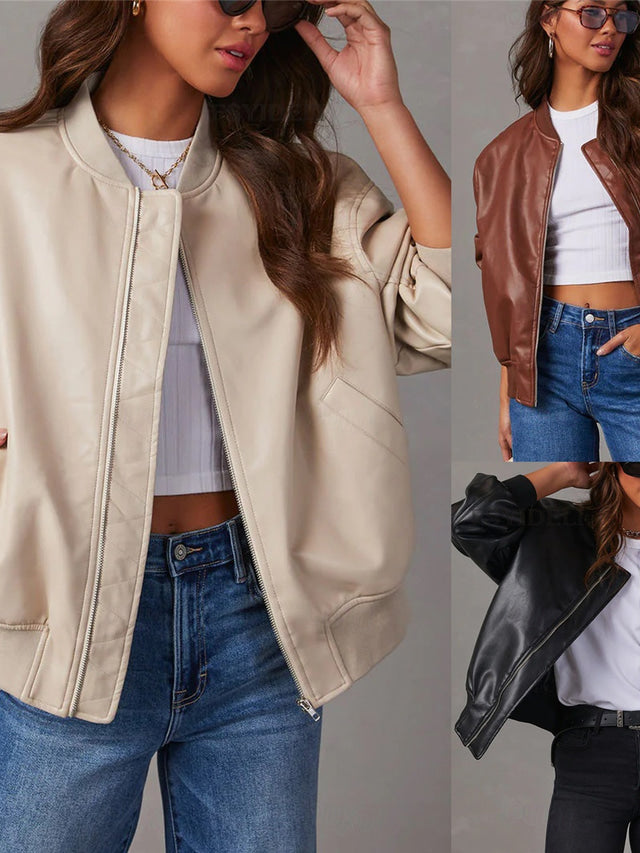 Drune | Lockere Lederjacke für Damen
