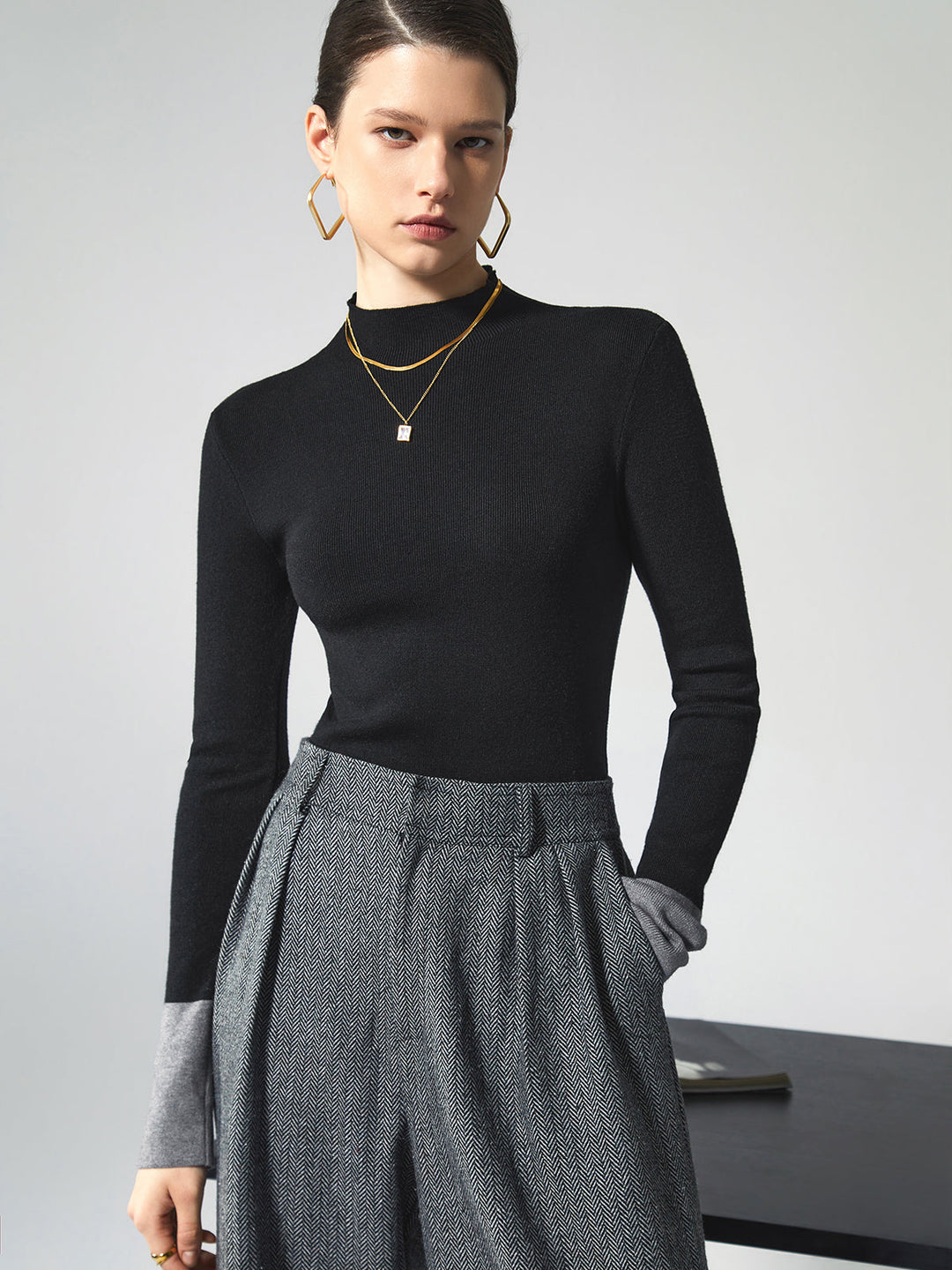 Drune | Langarm-Top mit Kontrast für Frauen