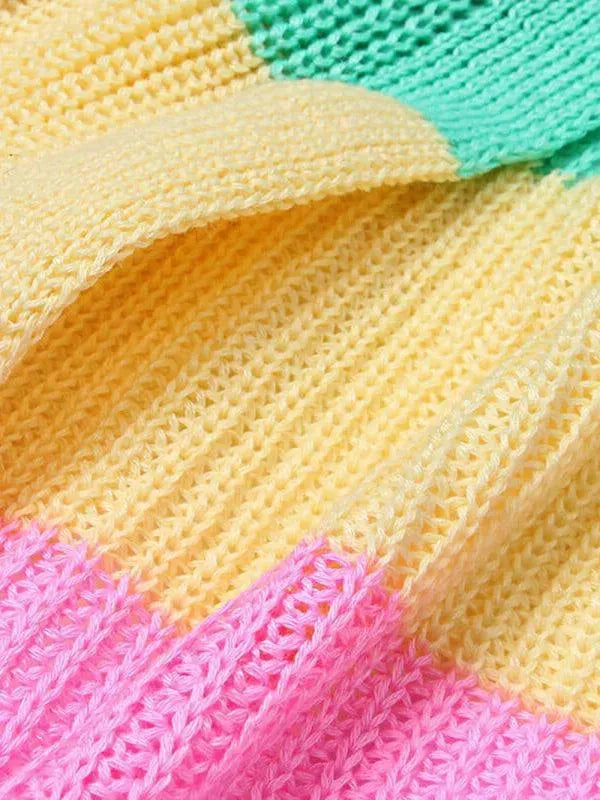 Drune | Kontrastierende Gestreifte Strickjacke