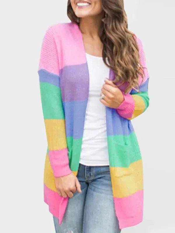 Drune | Kontrastierende Gestreifte Strickjacke
