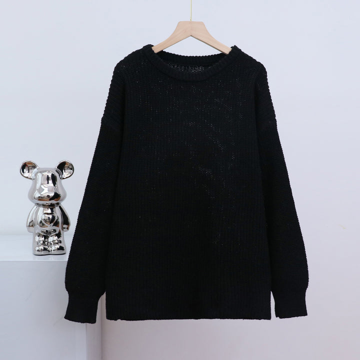 Drune – Modischer Strickpullover in Uni mit Rundhalsausschnitt